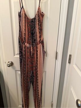 BeBop Rust Multi Patterned Sleeveless Jumpsuit